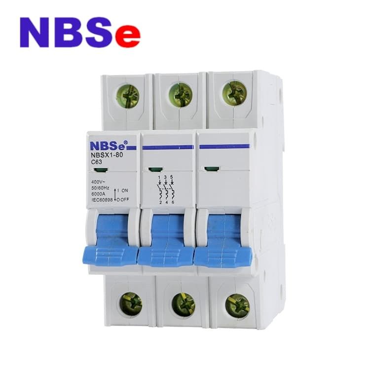 NBSX1 Series 63A 3 Pole Ype C Breaker Short Circuit Protection For Industry